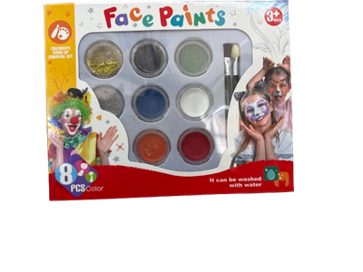 8pc Face Paints with Glitter
