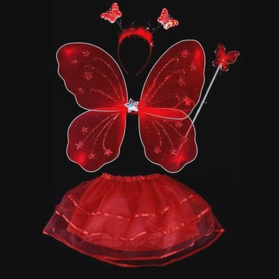 4pcs Fairy Princess Wing Set (Wing, Wand, Skirt &amp; Headband)