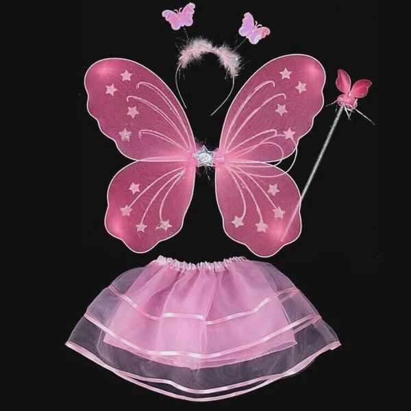 4pcs Fairy Princess Wing Set (Wing, Wand, Skirt &amp; Headband)