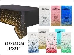 54x72in Color Dots Plastic Rectangle Tablecover