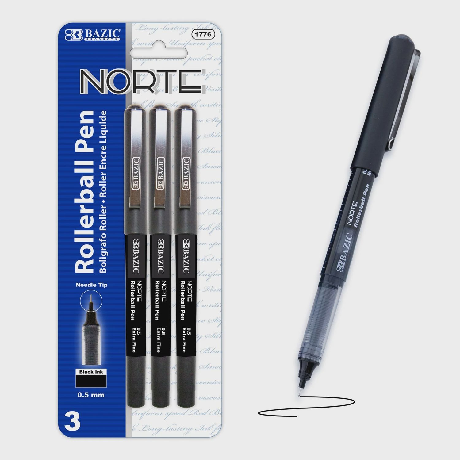 3pcs Norte Black Rollerball Pen