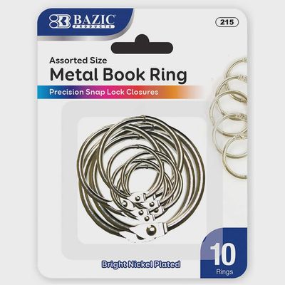 10pcs Assorted Sizes Metal Book Ring