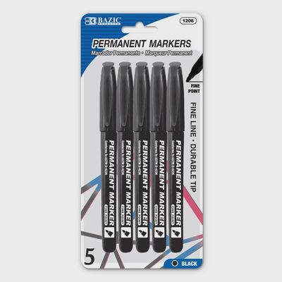 5pcs Black Permanent Markers