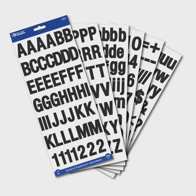 310pcs Alphabet &amp; Numbers 1" Black Stickers