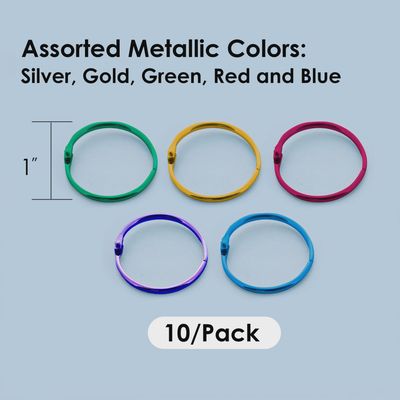 10pcs 1&quot; Assorted Color Metal Book Rings