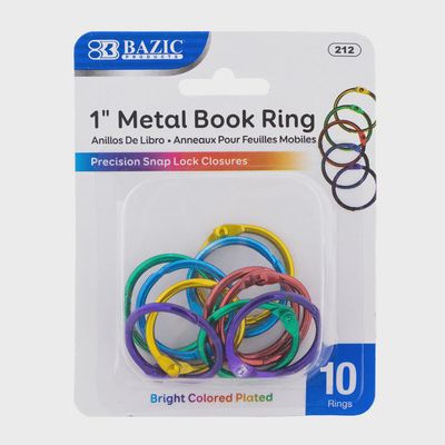 10pcs 1" Assorted Color Metal Book Rings