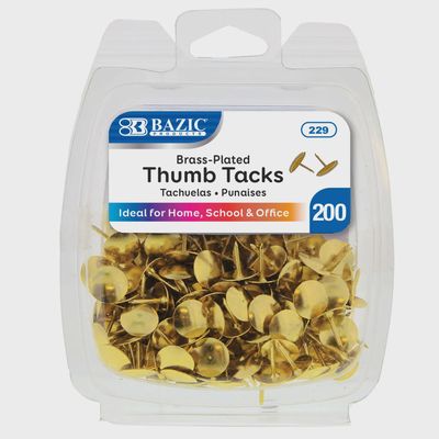200pcs Brass-Plated Thumb Tacks