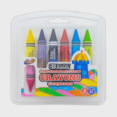 6pcs 12 Colors Jumbo Wax Crayons
