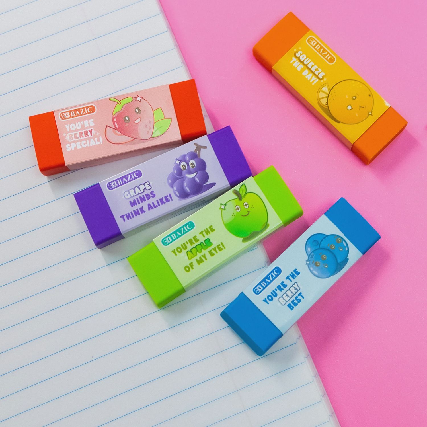 5pcs Tutti Frutti Scented Erasers