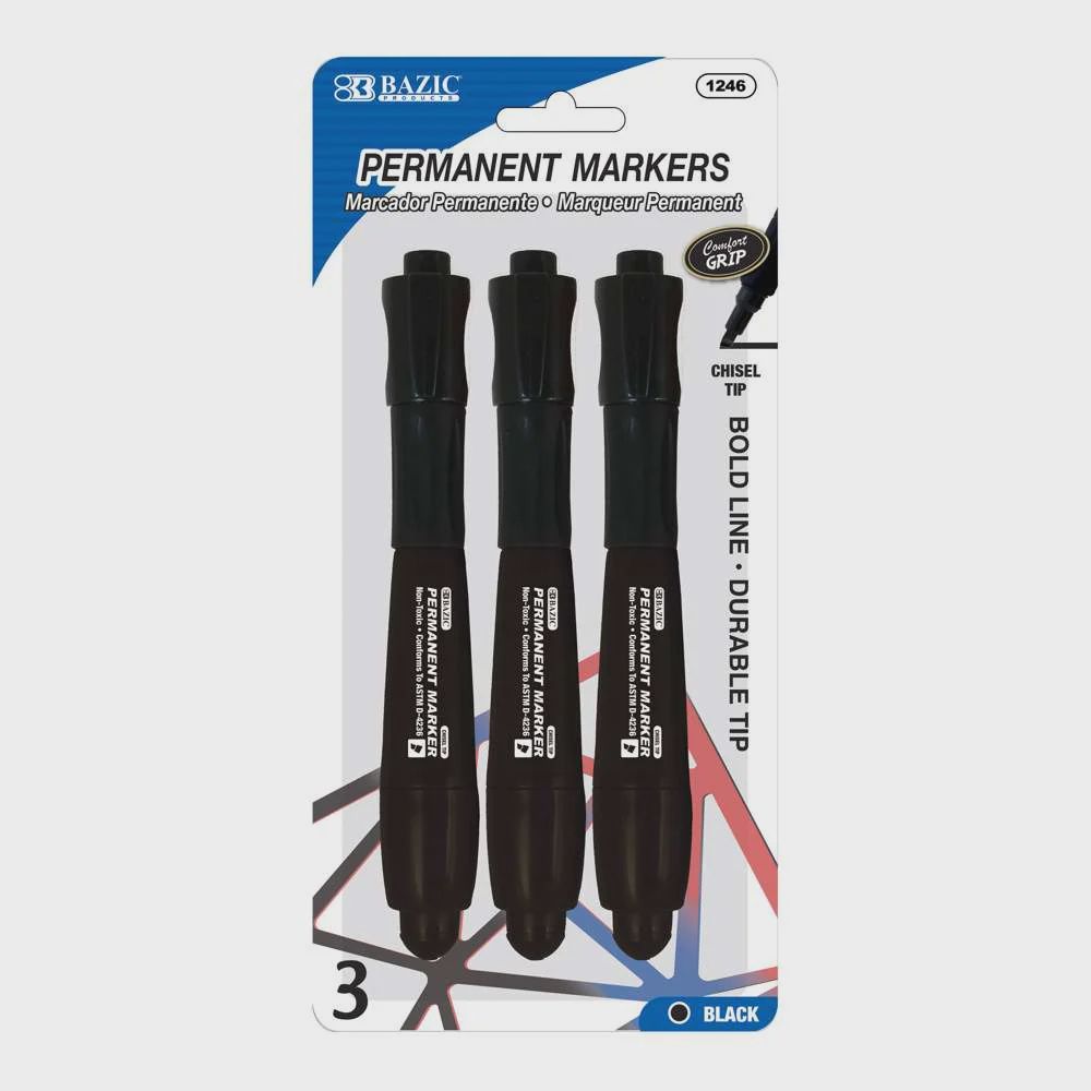3pcs Bold Line Permanent Markers (Black)