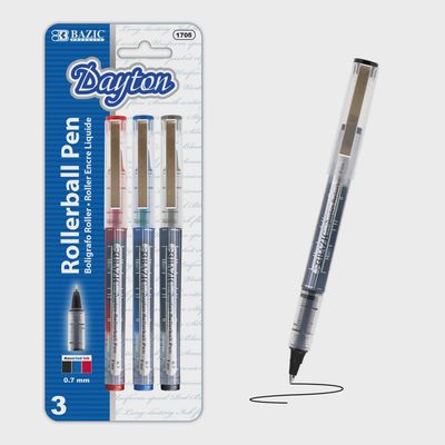 3pcs Dayton Gel Ink Rollerball Pen (Red, Blue &amp; Black)