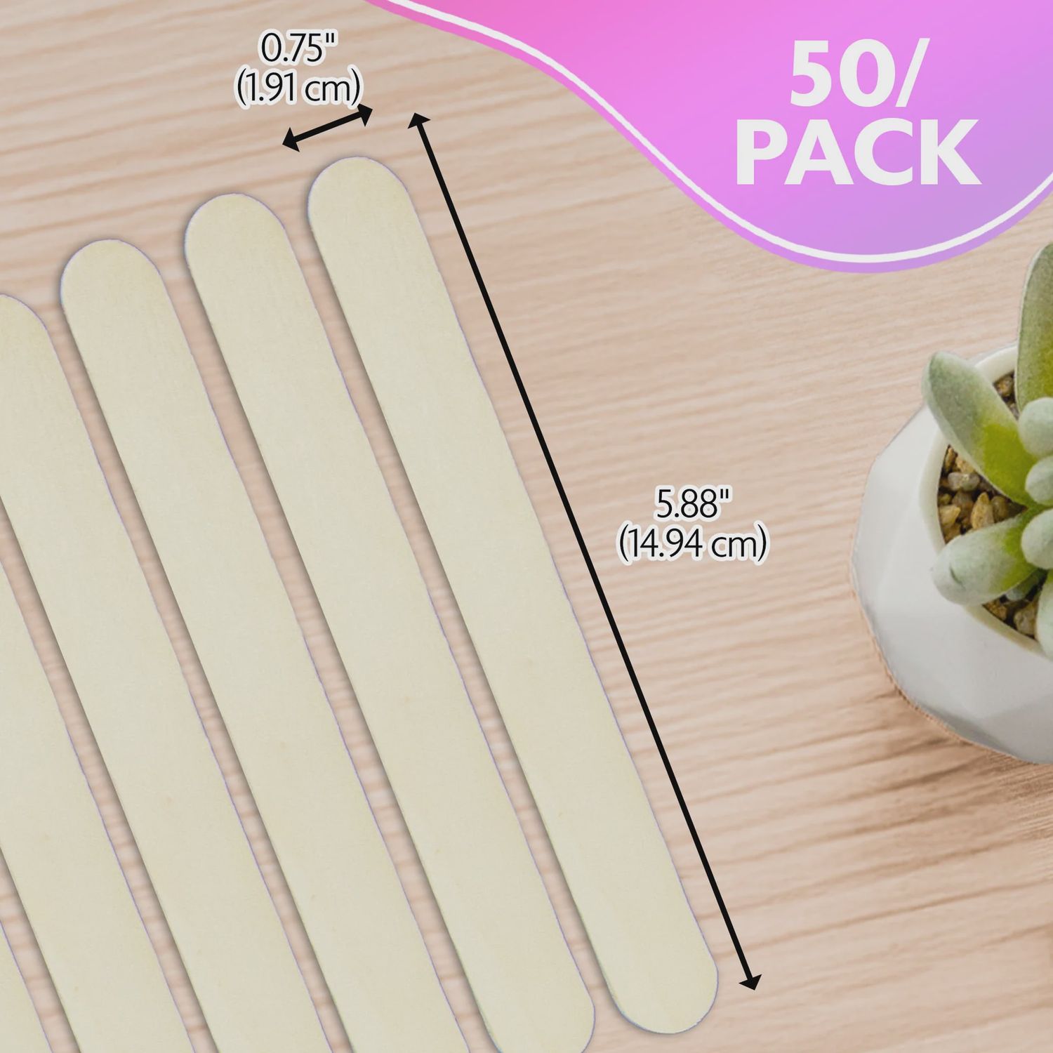 50pcs Jumbo Natural Craft Stick