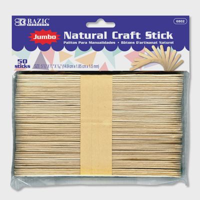50pcs Jumbo Natural Craft Stick
