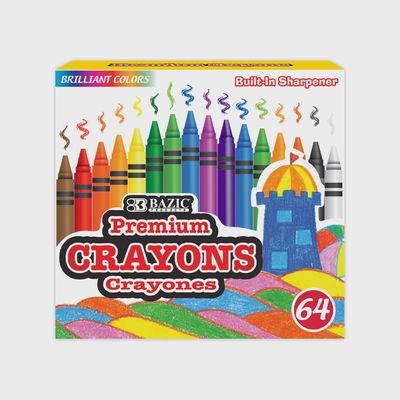 64pcs Premium Wax Crayons w/Sharpener