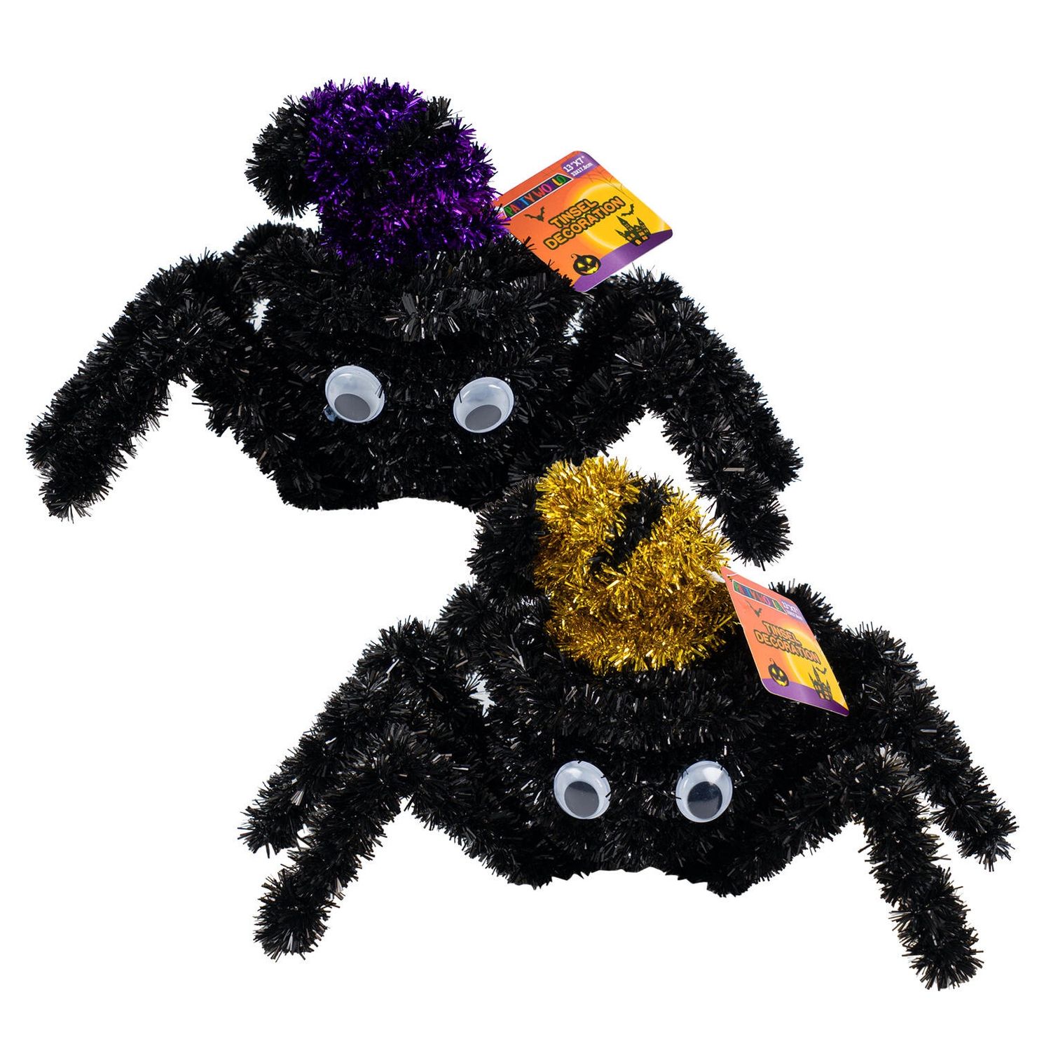 Halloween Spider Tinsel Plaque- 14x9&quot;, Color: Purple Hat