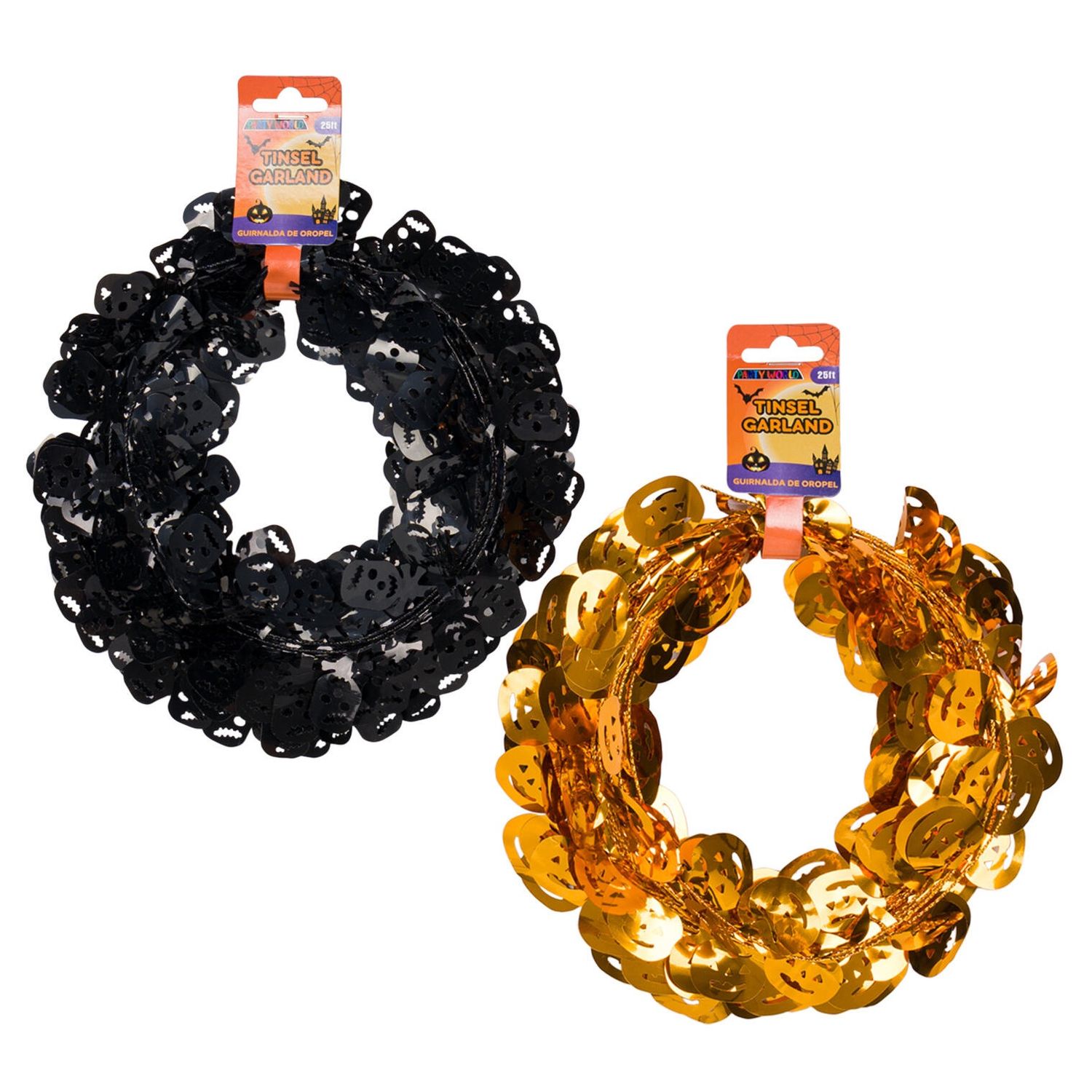 25ft Pumpkin Tinsel Garland