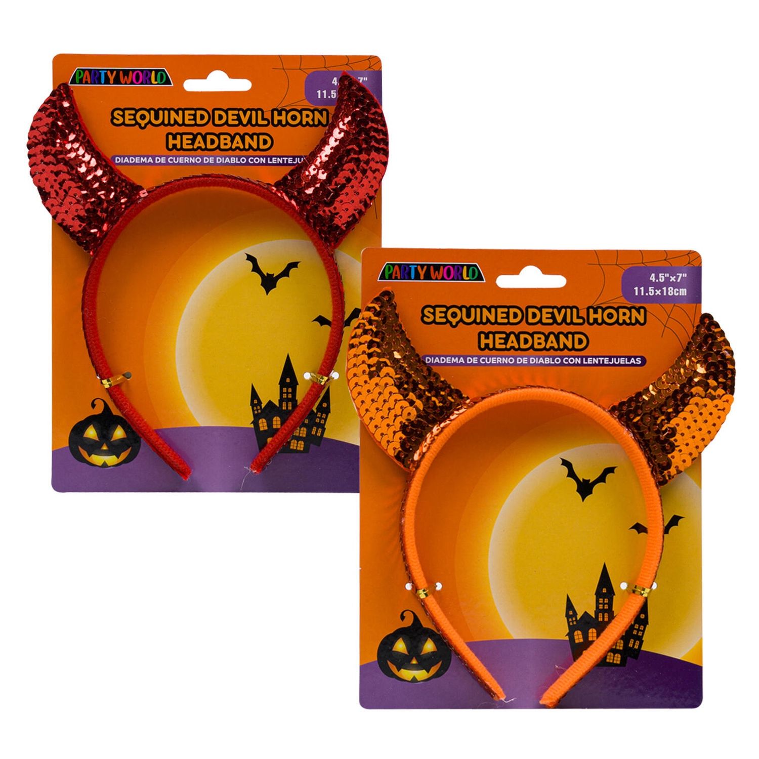 4.5&quot;x7&quot; Sequined Devil Horns Headband