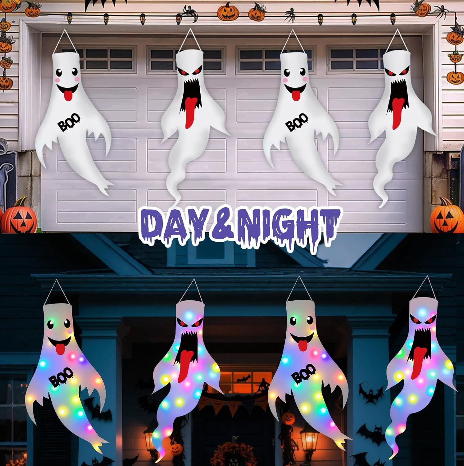 2pcs Colorful Halloween Windsocks (Battery Operated)