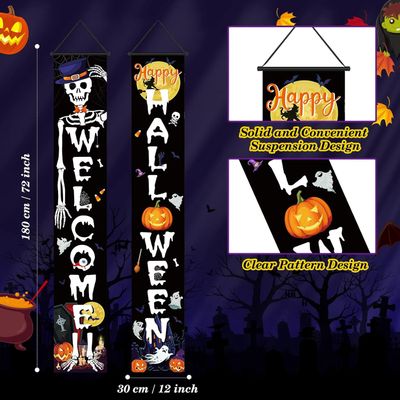 2pcs 72"x12" Welcome Halloween Hanging Front Porch Banner