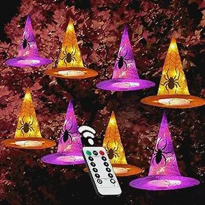 8pcs Lighted Hanging Witch Hats (Indoor/Outdoor)