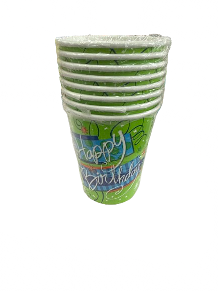 8pcs 9oz Bright Birthday Cups