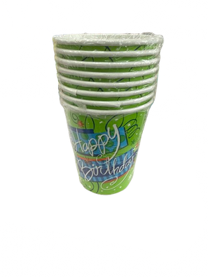 8pcs 9oz Bright Birthday Cups