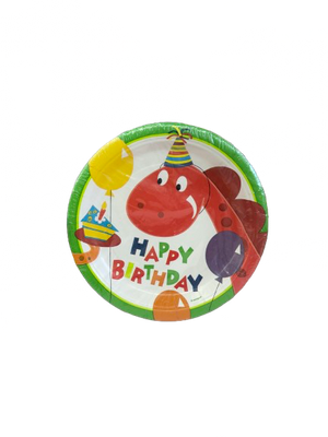 8 DINO PARTY 7&#39;&#39; PLATE