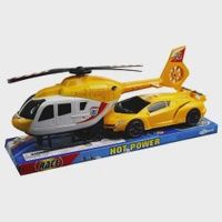 Friction Toy Helicopter with Race Car