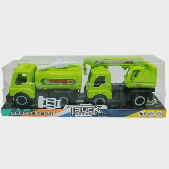 2pack Construction Crane and Water Truck Toy Set
