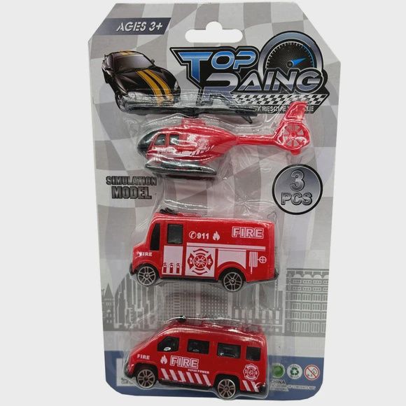 3pc Fire Rescue &amp; Aircraft Toy Set