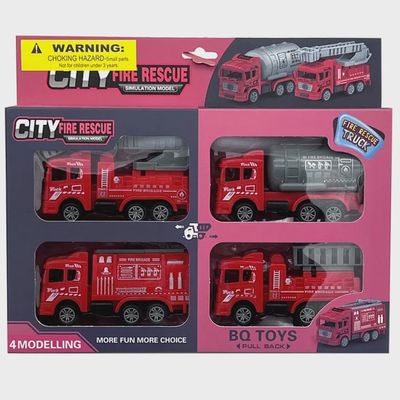 4pack Pull Back Fire &amp; Rescue Toy Truck Set
