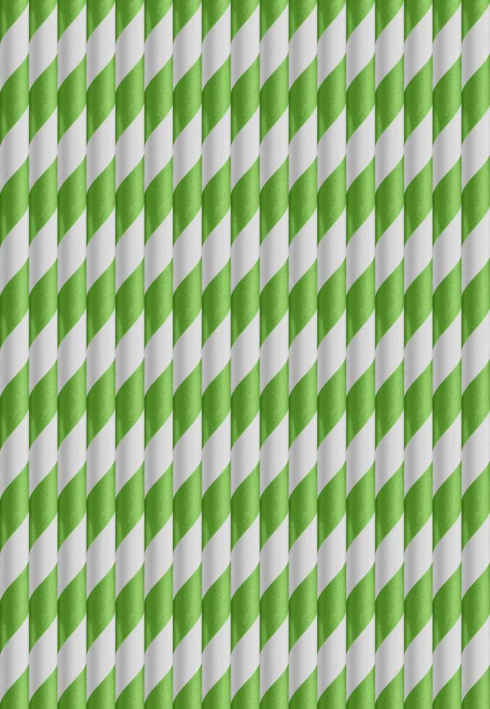 40  Lime Green Striped Paper Straws