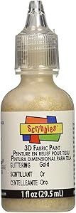 1fl.oz Scribbles 3D Fabric Paint (Various Colors), Color: Gold