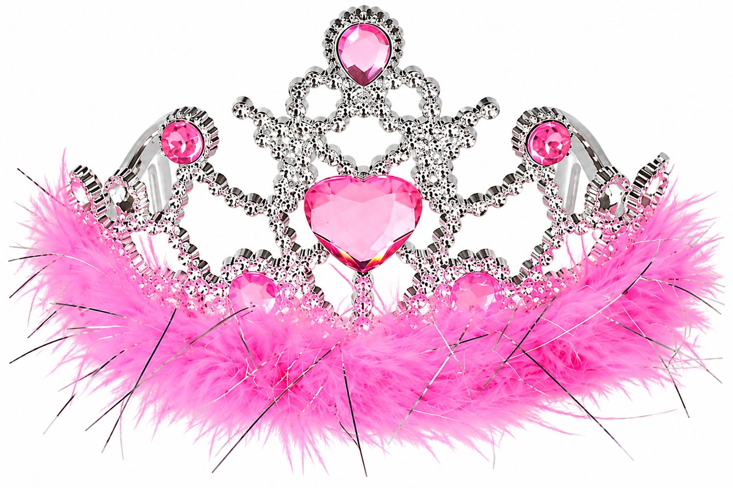 Colored Feather Tiara, Color: Pink Heart