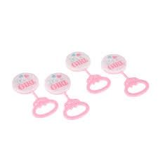 4pcs Baby Shower Rattles (Pink/Blue), Color: Pink