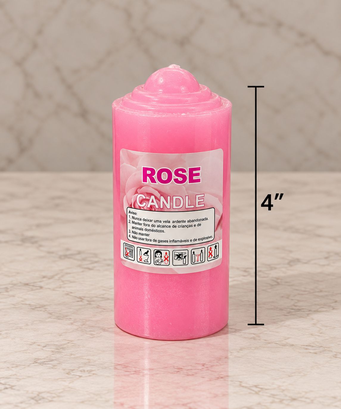4" Vela Thick Scented Candles, Type: Rose