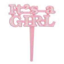 8pcs Baby Shower Favors Cake Picks (It's a Girl/It's a Boy), Color: Pink