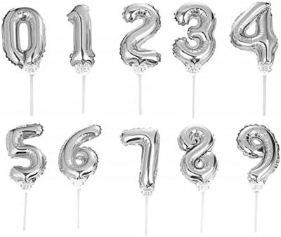 5" Number Silver Cake Topper Balloon