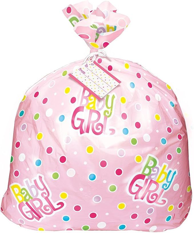 36"x44" Dots Baby Shower Jumbo Gift Bag (Girl/Boy), Color: Pink