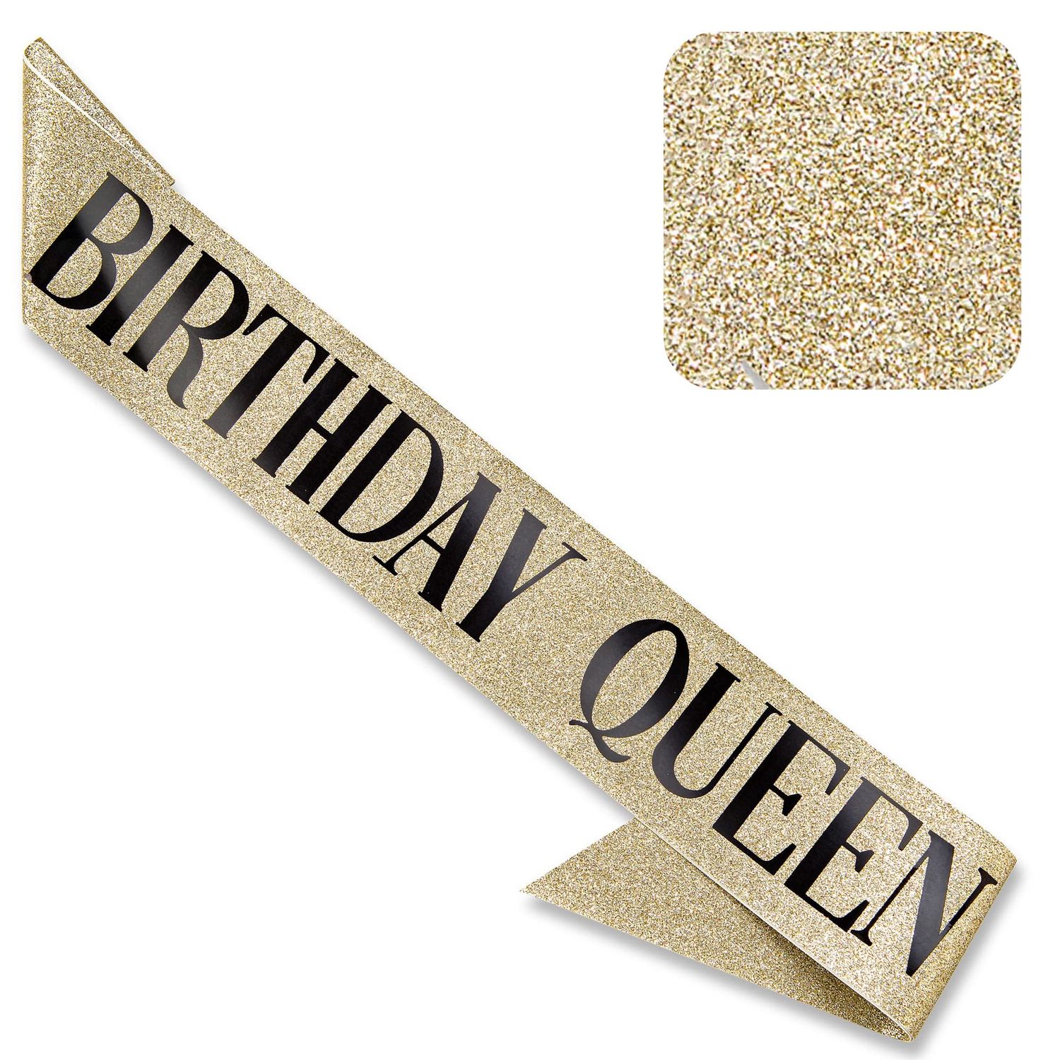 Birthday Queen Glittered Sash, Color: Gold &amp; Black