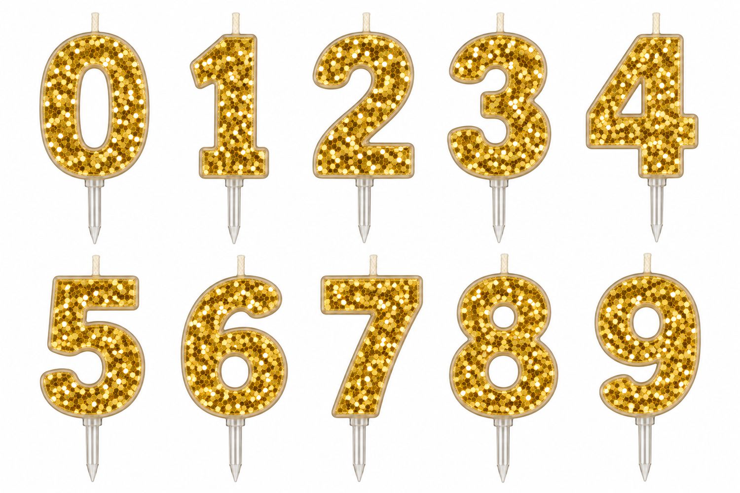 Gold Glitter Sequins Number Birthday Candle