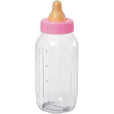 11" Baby Bottle Bank (Blue/Pink), Color: Pink
