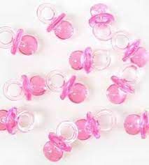 4pcs 2" Baby Shower Crystal Pacifiers (Pink/Blue), Color: Pink