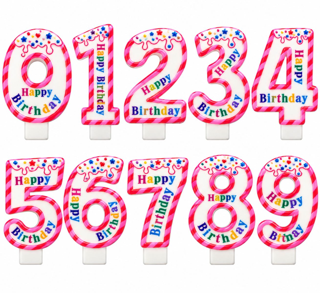 3" Happy Birthday Colored Number Candles