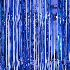 3'x7' Foil Fringe Curtain (Colors Vary), Color: Blue