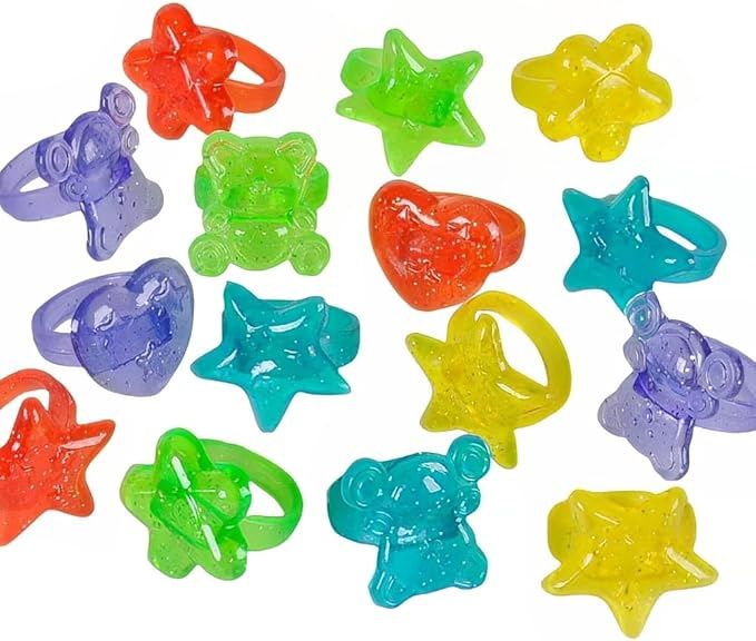 8pcs 1" Sparkle Glitter Ring Favors