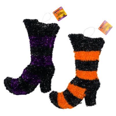 18"x12" Shoe Halloween Decoration, Color: Orange &amp; Black