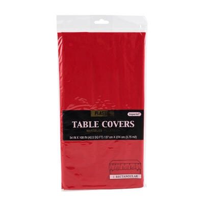 Imperial Plastic Tablecovers (Assortment), Color: Red
