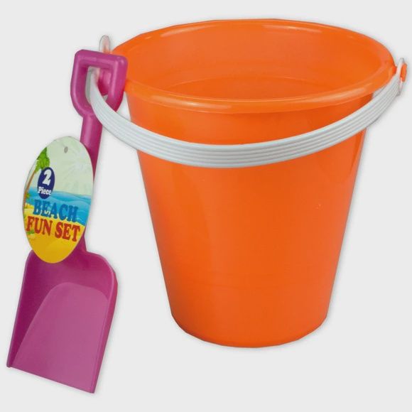 6.75"Heightx7" Diameter Top Sand Pail &amp; Shovel, Color: Orange