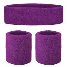 3pcs Headband &amp; Sweatband Set, Color: Purple